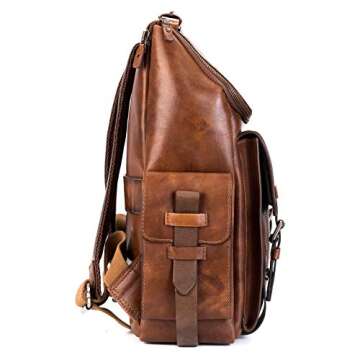 VELEZ Full Grain Leather Backpack for Men and Women - 15.6 Inch Laptop Bag - Tan Designer Bookbag - Business Mens Leather Computer Bag for Men Leather Shoulder Bags