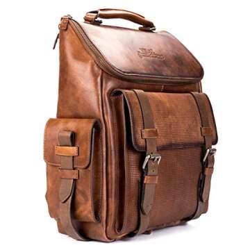 VELEZ Full Grain Leather Backpack for Men and Women - 15.6 Inch Laptop Bag - Tan Designer Bookbag - Business Mens Leather Computer Bag for Men Leather Shoulder Bags