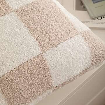NIDITW Ultra Soft Khaki Checkerboard Pillow Covers