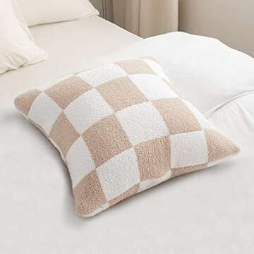 NIDITW Ultra Soft Khaki Checkerboard Pillow Covers