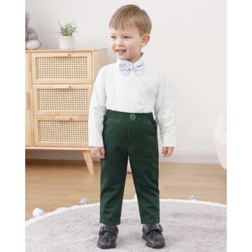 YALLET Baby Boy Clothes Suit 0-24 Months Infant Gentleman Outfits Formal Dress Shirt+Bowtie+Vest+Pan...