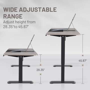 Dindiri 55 x 28 Height Adjustable Electric Standing Desk, Ergonomic Computer Desk with Memory, Sit Stand Home Office Desk, Black Frame/Rustic Brown Top
