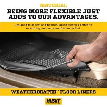 Husky Liners Weatherbeater Floor Mats | Fits 2015 - 2024 Ford F-150 (Includes 2022 - 2024 Lightning) SuperCrew w/Carpet & w/out Fold Flat Storage | Front & 2nd Row, 3-pc Black - 94041