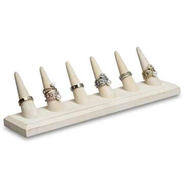 MOOCA 2 Pcs Set Finger Ring Stand Jewelry Display Holder Showcase Display Stands, 11 x 2 1/4 x 2 3/4, Wash White Color