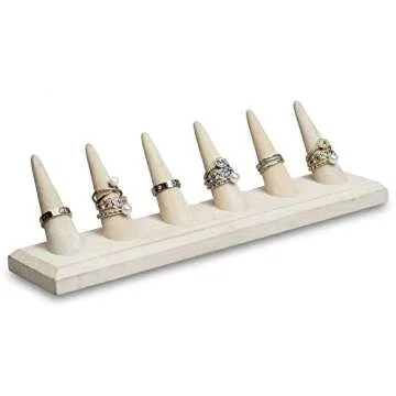 MOOCA 2 Pcs Set Finger Ring Stand Jewelry Display Holder Showcase Display Stands, 11 x 2 1/4 x 2 3/4, Wash White Color