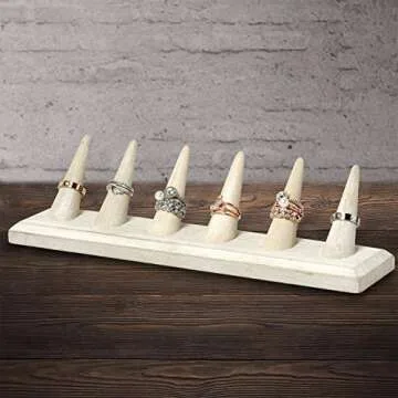 MOOCA 2 Pcs Set Finger Ring Stand Jewelry Display Holder Showcase Display Stands, 11 x 2 1/4 x 2 3/4, Wash White Color