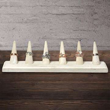 MOOCA 2 Pcs Set Finger Ring Stand Jewelry Display Holder Showcase Display Stands, 11 x 2 1/4 x 2 3/4, Wash White Color