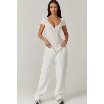 QINSEN V Neck Bodysuit - Stylish & Comfortable
