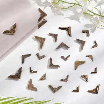 PH PandaHall 60 pcs Antique Bronze Metal Corner Protectors