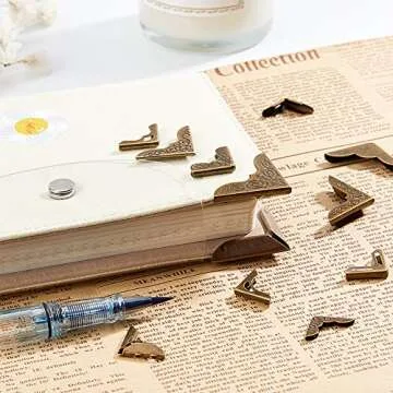 PH PandaHall 60 pcs Antique Bronze Metal Corner Protectors