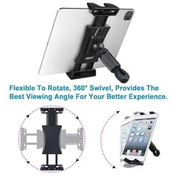 JUBOR Tablet Holder, Bike ipad Holder Stand for Indoor Gym Treadmill, Stationary Bicycle and Spin Exercise Bike, Tablet Mount Clamp for iPad Pro 12.9, Mini, Air, Galaxy Tabs and 4.7-12.9" Devices