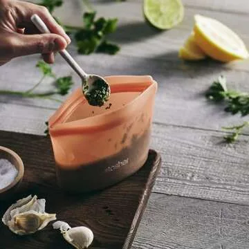 Stasher Premium Silicone Reusable Food Storage Bags, 6-Pack, Starter Kit, Clear, Multi-Use Food Storage Bags, Lunch Bag, Travel Containers, BPA Free, Leak-free, Dishwasher-Safe, Eco-friendly