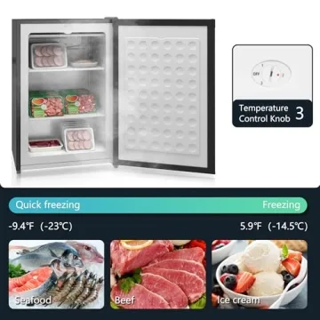 HOMCOM 3.0 Cu Ft Upright Freezer Compact Energy-Saving Quiet