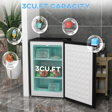 HOMCOM 3.0 Cu Ft Upright Freezer Compact Energy-Saving Quiet
