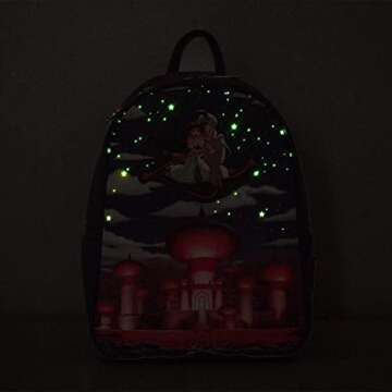 Loungefly Disney Glow in the Dark Aladdin and Jasmine Magic Carpet Ride Backpack