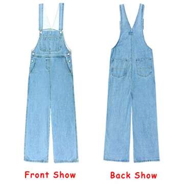 Flygo Womens Casual Adjustable Strap Denim Bib Overalls Jumpsuit Rompers L Light Blue