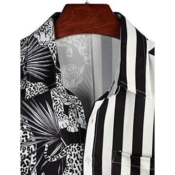 VATPAVE Men's Hawaiian Flamingo Shirt Summer Beach Style