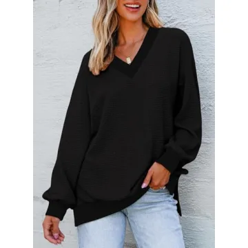 Stylish Dokotoo Women's V Neck Waffle Knit Tops 2024