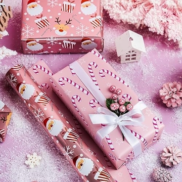 LeZakaa Reversible Christmas Wrapping Paper Roll - Elegant Designs