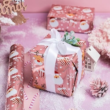 LeZakaa Reversible Christmas Wrapping Paper Roll - Elegant Designs