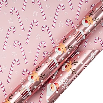 LeZakaa Reversible Christmas Wrapping Paper Roll - Elegant Designs