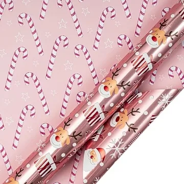 LeZakaa Reversible Christmas Wrapping Paper Roll - Elegant Designs
