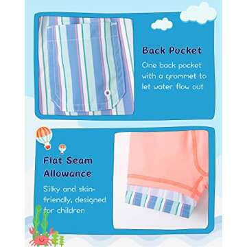 SURF CUZ Boys Swim Trunks with Boxer Brief Liner 2 in 1 Toddler Stretch Swimsuit Shorts Quick Dry Swimming Bathing Suit Blue Orange Stripes 4T