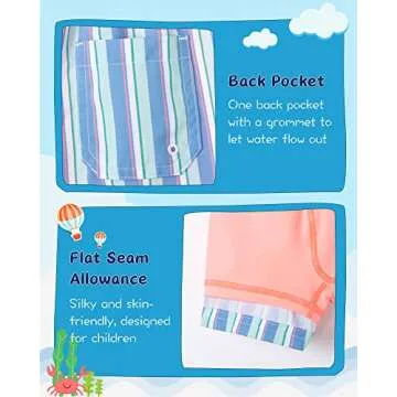 SURF CUZ Boys Swim Trunks with Boxer Brief Liner 2 in 1 Toddler Stretch Swimsuit Shorts Quick Dry Swimming Bathing Suit Blue Orange Stripes 4T
