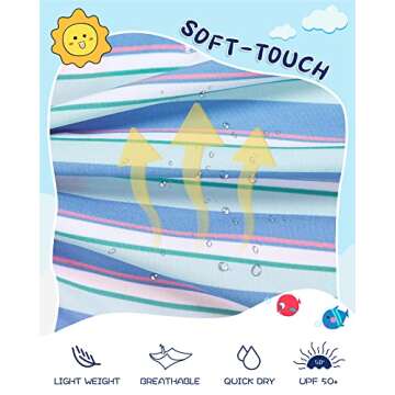 SURF CUZ Boys Swim Trunks with Boxer Brief Liner 2 in 1 Toddler Stretch Swimsuit Shorts Quick Dry Swimming Bathing Suit Blue Orange Stripes 4T