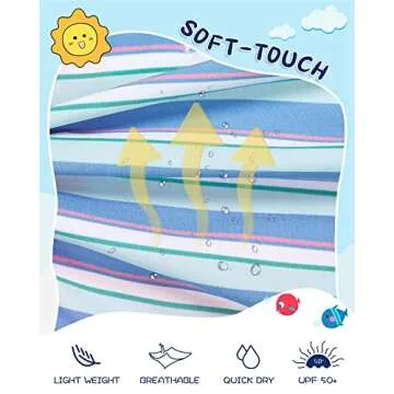 SURF CUZ Boys Swim Trunks with Boxer Brief Liner 2 in 1 Toddler Stretch Swimsuit Shorts Quick Dry Swimming Bathing Suit Blue Orange Stripes 4T