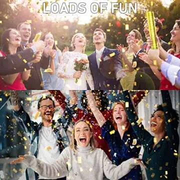 Yeunmu Gold Confetti Cannons - 12 Inch Party Poppers