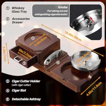 Grovind Cigar Ashtrays - Elegant Whiskey Glass Tray Set