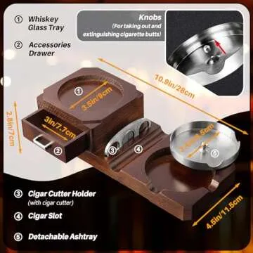 Grovind Cigar Ashtrays - Elegant Whiskey Glass Tray Set