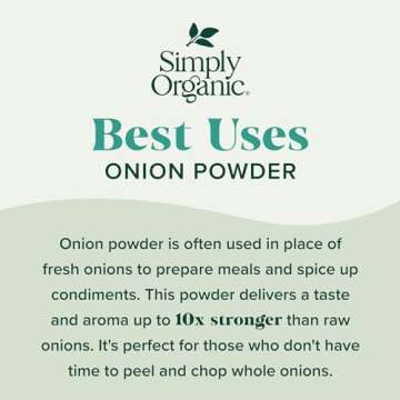 Simply Organic White Onion Powder, 3-Ounce Jar, Organic US Grown Onions, Real Onion Taste Without The Tears, Kosher, Non GMO