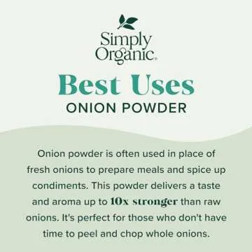 Simply Organic White Onion Powder, 3-Ounce Jar, Organic US Grown Onions, Real Onion Taste Without The Tears, Kosher, Non GMO