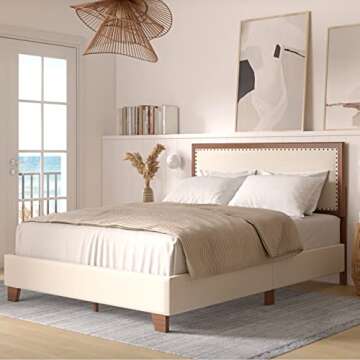 DG Casa Gabriel Queen Upholstered Platform Bed Frame Modern Design