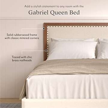 DG Casa Gabriel Queen Upholstered Platform Bed Frame Modern Design