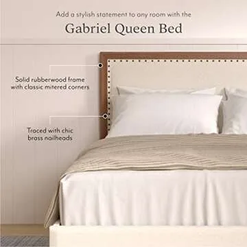 DG Casa Gabriel Queen Upholstered Platform Bed Frame Modern Design