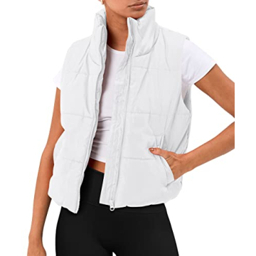 Trendy Queen Puffer Vest Women Sleeveless Winter Outerwear Warm Lightweight Fashion Stand up Collar ...