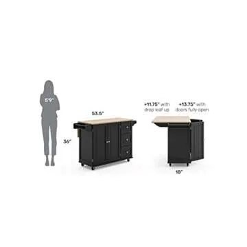 Homestyles Dolly Madison Kitchen Cart with Drop Leaf
