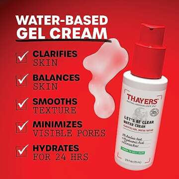 THAYERS Let's Be Clear Water Face Cream, Moisturizer with Azelaic Acid and Hyaluronic Acid, Skin Car...