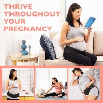 AZMED Maternity Belly Band for Pregnant Women - Pregnancy Belly Band for Abdomen Pelvic Waist Back Support - Adjustable Belly Support Bands for Pregnant Women - Maternity Belt Fits Up to 46" - Black