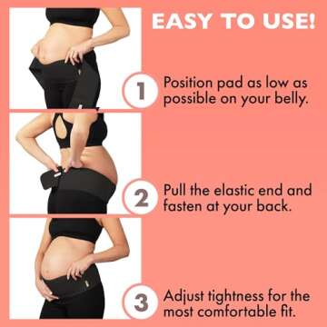 AZMED Maternity Belly Band for Pregnant Women - Pregnancy Belly Band for Abdomen Pelvic Waist Back Support - Adjustable Belly Support Bands for Pregnant Women - Maternity Belt Fits Up to 46" - Black