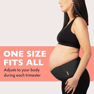 AZMED Maternity Belly Band for Pregnant Women - Pregnancy Belly Band for Abdomen Pelvic Waist Back Support - Adjustable Belly Support Bands for Pregnant Women - Maternity Belt Fits Up to 46" - Black