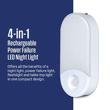 Westinghouse 3-Pack 4-in-1 Power Failure Night Light - Motion and Light Sensing Rechargeable Emergen...