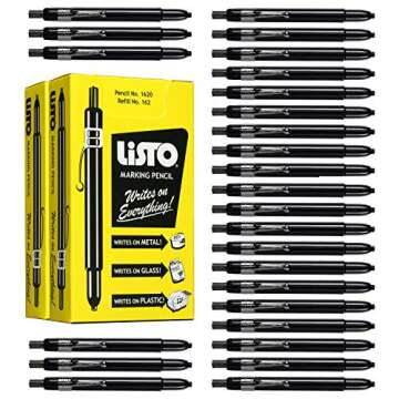 Listo 1620 Black Mechanical Marking Pencil - Versatile Writing Tool for Every Surface