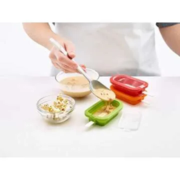 Lékué Set of 4 Stackable Popsicle Molds + Sticks & Lids | Homemade Freezer Ice Pops & Frozen Snacks | Flexible Platinum Silicone for Easy Fill & Unmold | Reusable & Dishwasher Safe| Multicolor