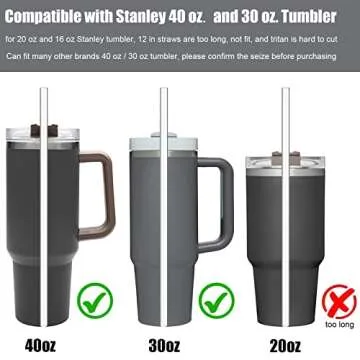 ALINK 8 Pack Glass Straws for Stanley Tumbler Accessory