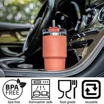 ALINK 8 Pack Glass Straws for Stanley Tumbler Accessory