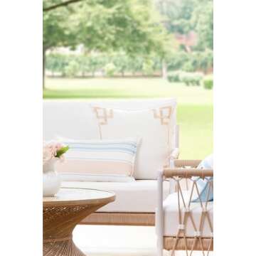 Hofdeco Premium Coastal Patio Indoor Outdoor Throw Pillow Cover Only, 20"x20" Water Repellent for Ba...